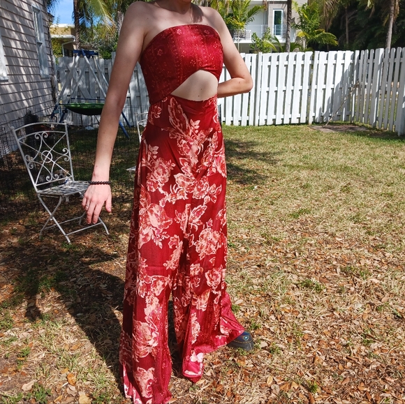 NEW Free People Juliet bandeau strapless cutout wide leg jumpsuit festival SMALL - Picture 6 of 12